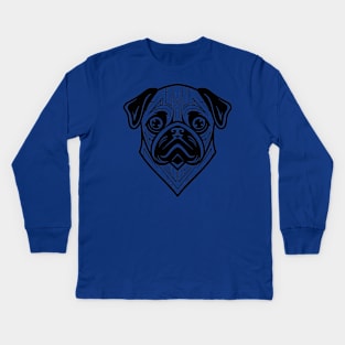 Pug Dog Pet Animal World Furry Friend Vector Graphic Kids Long Sleeve T-Shirt